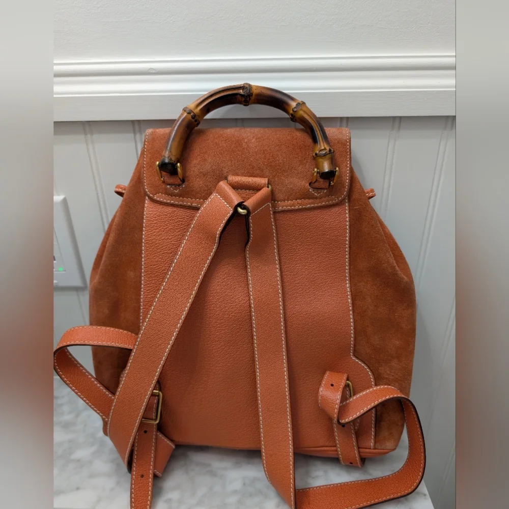 Gucci Bamboo Vintage Suede and Leather Backpack
